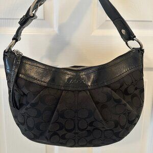 Coach SoHo Black Signature Jacquared Hobo Handbag Purse F13740